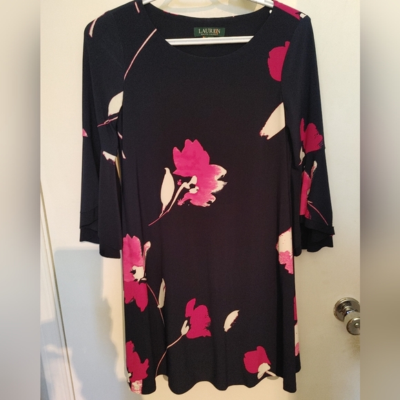 Ralph Lauren Navy Blue Floral Dress SZ.0P - Picture 3 of 6